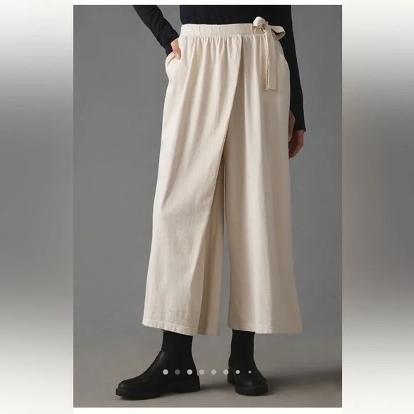 Anthropologie Cream Women's Pants casual pull on cross over - Picture 8 of 10